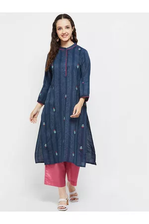 Buy Utsa Red Floral Embroidered Button Down Kurta from Westside