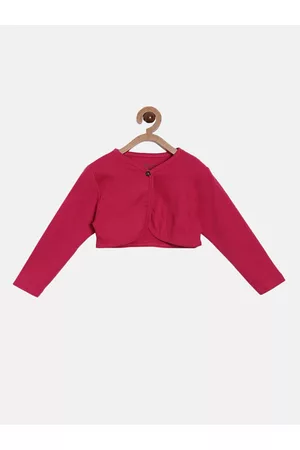 Kryptic Girls Pink Solid Cotton Shrug