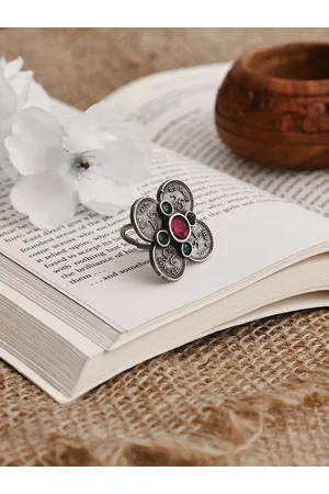 Veni Women Silver-Plated Coin Finger Ring