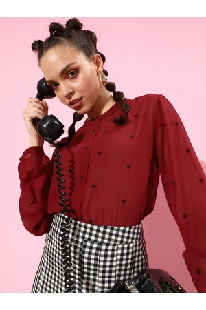 Quiero Women Charming Maroon Geometric Bustier Top