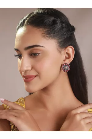 Priyaasi Women Silver-Plated Circular Studs Earrings