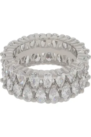 Anayra Jewellery 925 Sterling Silver Silver-Toned White Stone Studded Finger Ring