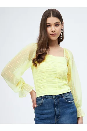 Harpa Women Yellow Sheen Georgette Top