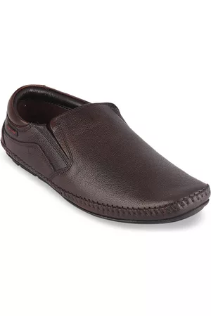 Red Chief Men Brown Solid Formal Slip-on Shoes
