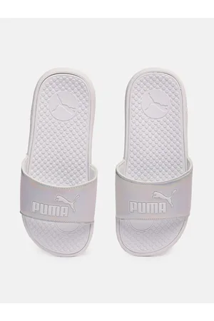 PUMA Women White Cool Cat Distressed Sliders