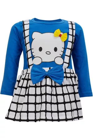 CATCUB Girls Blue & White A-Line Dress