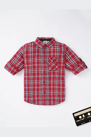 Ed-a-Mamma Boys Red Tartan Checks Checked Casual Shirt