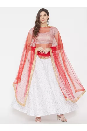 Clora Creation Red & Gold Ethnic Motifs Embroidered Dupatta with Gotta Patti