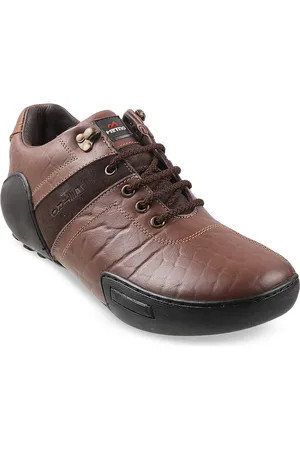 Metro Men Brown Textured Suede Sneakers