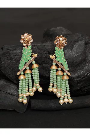 Yellow Chimes Woman Contemporary Meenakari Drop Earrings