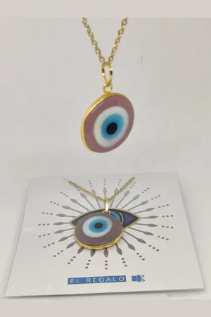 EL REGALO Women Gold Plated Blue & White Evil Eye Detail Necklace