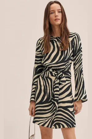 MANGO Women Black & White Zebra Print A-Line Mini Dress