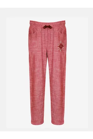 Blue Giraffe Girls Red Solid Joggers