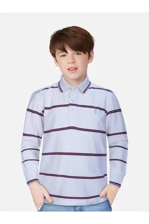Gini and Jony Boys White & Red Striped Polo Collar T-shirt