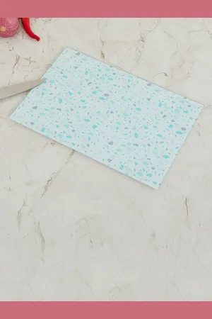 Home Centre Blue Printed Tempered Glass Cutting Board