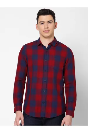 Lee Men Red Slim Fit Buffalo Checks Checked Cotton Casual Shirt