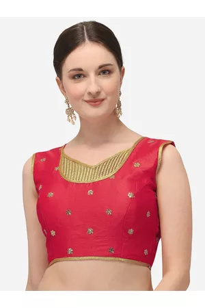 Fab Dadu Women Pink Embroidered Saree Blouse
