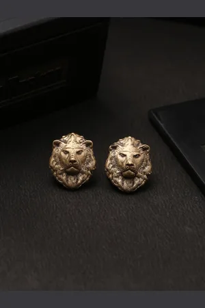 COSA NOSTRAA Men Antique Gold-Toned Lion King Collar Tips Accessory Gift Set