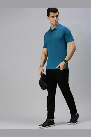 ONN Men Teal Polo Collar Applique T-shirt