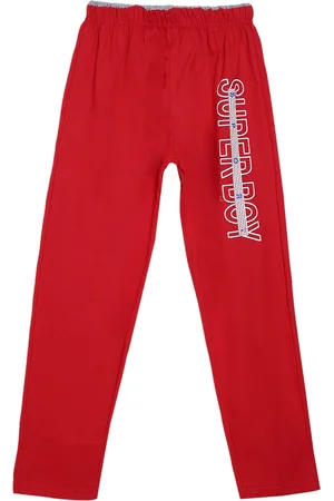 Sweet Angel Boys Red Printed Pure Cotton Relaxed-Fit Track Pants