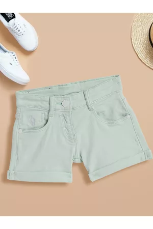 Ralph Lauren Girls Light Green Denim Shorts