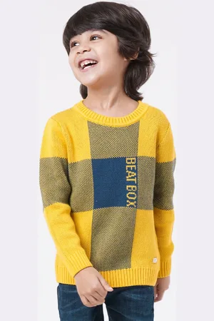 Ed-a-Mamma Boys Yellow & Blue Colourblocked Pullover