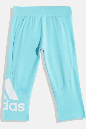 adidas Girls Blue & White Solid Brand Logo Print Detail BL 34 Tights