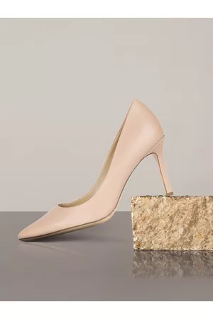 Naturalizer Women Heels - Women Beige Solid Leather Pumps