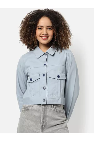 Campus Women Blue Windcheater Outdoor Tailored Jacket