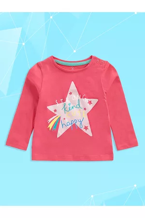 Mothercare Girls Fuchsia Typography Printed Pure Cotton T-shirt