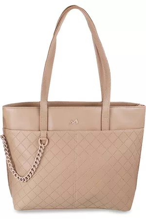 Metro Beige Textured PU Shopper Tote Bag with Quilted