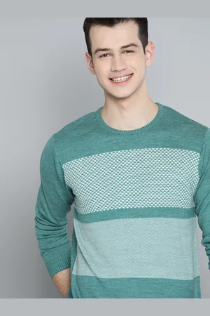 Mast & Harbour Men Blue & Off-White Self Design Pullover