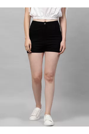 ATHENA Women Black Solid Regular Shorts