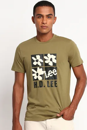 Lee Men Green Graphic Printed Slim Fit T-shirt