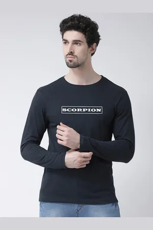 Friskers Men Navy Blue Printed Round Neck T-shirt