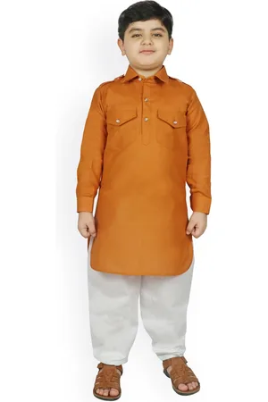 SG Boys Rust Solid Kurta with Pyjamas