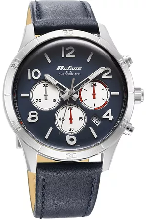 Titan Men Silver-Toned Dial & Blue Stainless Steel Straps Analogue Watch 90153SL01