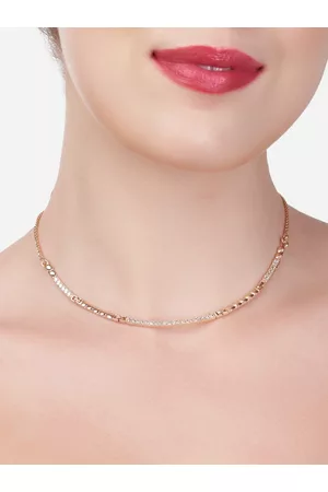Ami Rose Gold & White Brass Rose Gold-Plated Cubic Zirconia Necklace