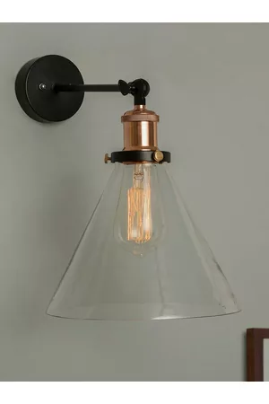 Homesake Black & Transparent Industrial Glass Cone Swing Arm Light