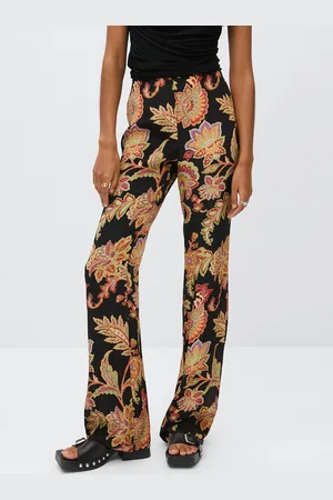 Women Casual Beach Wide Leg Trousers Elastic Waist Vintage Floral Print  Trousers Long Palazzo Pants with Pockets (Pink, XL) at Amazon Women's  Clothing store