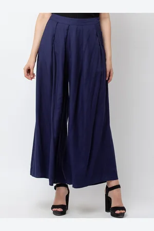 DODO & MOA Women Blue Relaxed Pleated Trousers