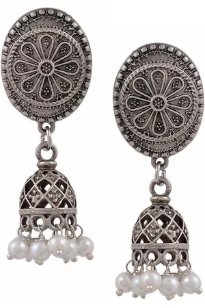 Silvermerc Designs Silver-Plated Dome Shaped Jhumkas Earrings
