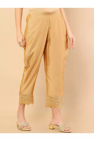 Soch Women Gold-Toned High-Rise Trousers