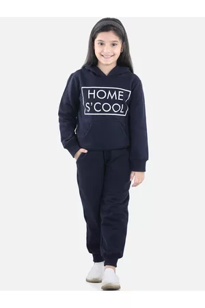 StyleStone Girls Navy Blue Printed Tracksuits
