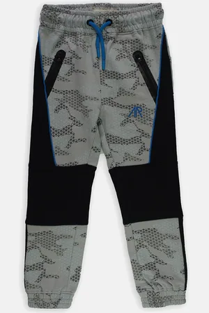 Angel & Rocket Boys Grey & Black Printed Cotton Joggers