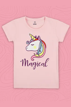Kidsville Girls Pink Unicron Printed T-shirt