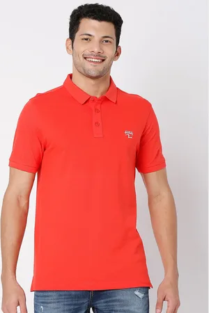 SPYKAR Men Coral Polo Collar Cotton Casual T-shirt