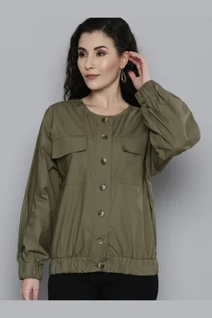 Scouph Women Green Cotton Tailored Jacket