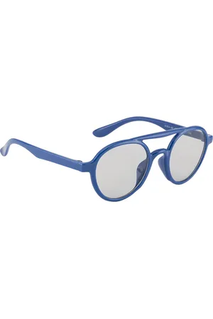 YK Unisex Kids Grey Lens & Blue Oval Sunglasses with UV Protected Lens