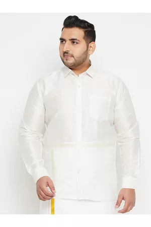 Vastramay Plus Size Men White Premium Casual Shirt
